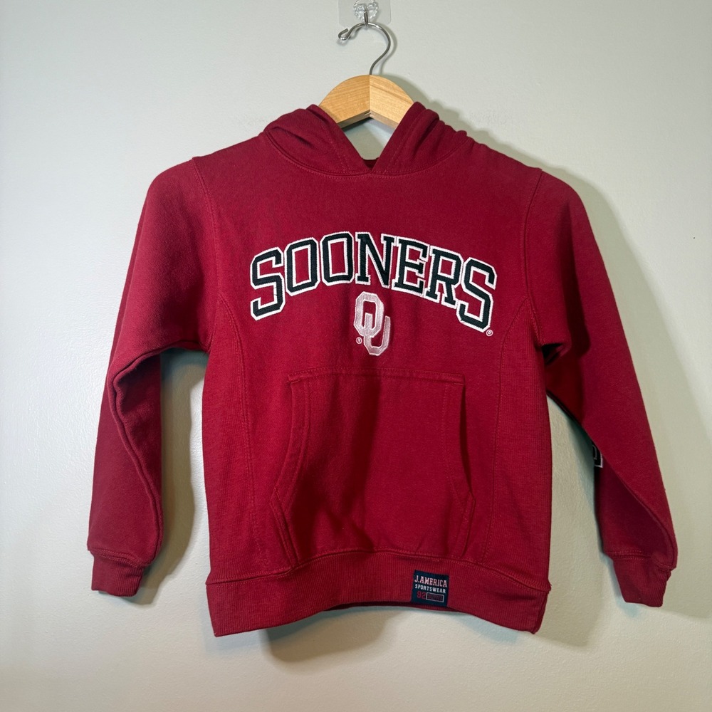 J. America Oklahoma Sooners Youth Small Crimson Red Mega Hood Pullover Hoodie